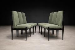  M veis Cimo Cimo Brazil 1950s Set of 8 Dining Chairs in Hardwood with Dusty Olive Mohair - 4525315