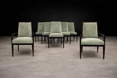  M veis Cimo Cimo Brazil 1950s Set of 8 Dining Chairs in Hardwood with Dusty Olive Mohair - 4525316