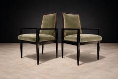  M veis Cimo Cimo Brazil 1950s Set of 8 Dining Chairs in Hardwood with Dusty Olive Mohair - 4525317