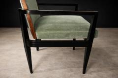  M veis Cimo Cimo Brazil 1950s Set of 8 Dining Chairs in Hardwood with Dusty Olive Mohair - 4525318