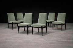  M veis Cimo Cimo Brazil 1950s Set of 8 Dining Chairs in Hardwood with Dusty Olive Mohair - 4525319