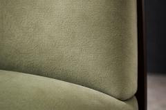  M veis Cimo Cimo Brazil 1950s Set of 8 Dining Chairs in Hardwood with Dusty Olive Mohair - 4525320