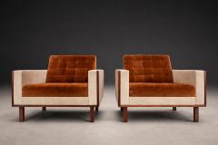  M veis Cimo M veis Cimo Pair of Rosewood Armchairs in Cognac Mohair and Camel Wool - 4541324