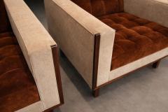  M veis Cimo M veis Cimo Pair of Rosewood Armchairs in Cognac Mohair and Camel Wool - 4541329