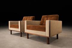  M veis Cimo M veis Cimo Pair of Rosewood Armchairs in Cognac Mohair and Camel Wool - 4541330