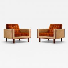  M veis Cimo M veis Cimo Pair of Rosewood Armchairs in Cognac Mohair and Camel Wool - 4545948