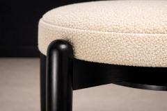  M veis Cimo M veis Cimo Round Stool in Ebonized Wood with Metal Sabots Brazil 1950s - 4525032