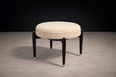  M veis Cimo M veis Cimo Round Stool in Ebonized Wood with Metal Sabots Brazil 1950s - 4525035
