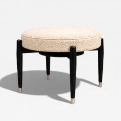  M veis Cimo M veis Cimo Round Stool in Ebonized Wood with Metal Sabots Brazil 1950s - 4538861