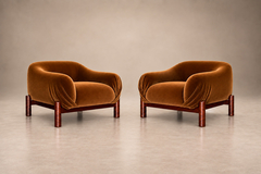  M veis Cimo MCM Rosewood Armchairs in Burnished Caramel Mohair by Cimo Lot 1145 - 4797595