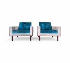  M veis Cimo Pair of Armchairs in Rosewood Suede Cimo 1960s Lot 635 - 4309268