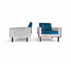  M veis Cimo Pair of Armchairs in Rosewood Suede Cimo 1960s Lot 635 - 4309274
