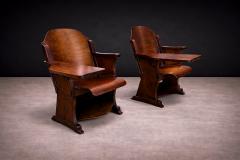  M veis Cimo Pair of Auditorium Armchairs in Bentwood M veis Cimo 1950s - 4544922