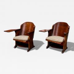  M veis Cimo Pair of Auditorium Armchairs in Bentwood M veis Cimo 1950s - 4545964