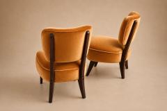  M veis Cimo Pair of Modern Lounge Armchairs in Imbuia Wood Camel Mohair Velvet by Cimo - 4606471