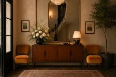  M veis Cimo Pair of Modern Lounge Armchairs in Imbuia Wood Camel Mohair Velvet by Cimo - 4606478