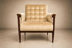  M veis Provenzal M veis Provenzal Lounge Chair in Jacaranda Champagne Mohair Velvet Brazil - 4694230