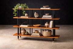  M veis Val rio Brazilian Modernist Bookshelf in Ebonized Pau Marfim with Bronze Sabots - 4525323