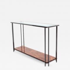  M2000 Furniture Co Black Chromed and Burl Console Table - 439443