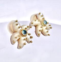  MAZ Maz 18K MOP Aquamarine Earrings - 3773703