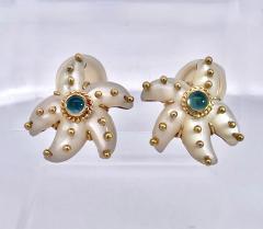  MAZ Maz 18K MOP Aquamarine Earrings - 3773705