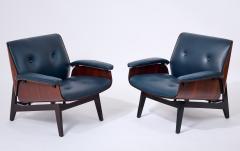  MIM Mobili Italiani Moderni Pair of MIM Armchairs in Blue Leather Italy ca 1960 - 3534442