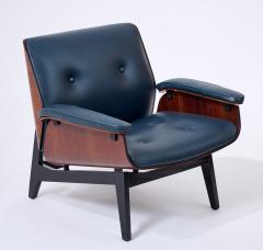  MIM Mobili Italiani Moderni Pair of MIM Armchairs in Blue Leather Italy ca 1960 - 3534445