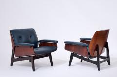  MIM Mobili Italiani Moderni Pair of MIM Armchairs in Blue Leather Italy ca 1960 - 3534448