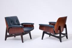  MIM Mobili Italiani Moderni Pair of MIM Armchairs in Blue Leather Italy ca 1960 - 3534514