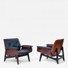  MIM Mobili Italiani Moderni Pair of MIM Armchairs in Blue Leather Italy ca 1960 - 3546923