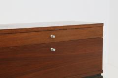  MIM Mobili Italiani Moderni Pair of MiM bedside tables in wood brown and steel from 1960s - 1531652