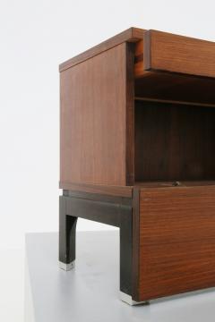  MIM Mobili Italiani Moderni Pair of MiM bedside tables in wood brown and steel from 1960s - 1531656