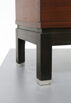  MIM Mobili Italiani Moderni Pair of MiM bedside tables in wood brown and steel from 1960s - 1531657