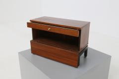  MIM Mobili Italiani Moderni Pair of MiM bedside tables in wood brown and steel from 1960s - 1531658