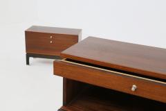  MIM Mobili Italiani Moderni Pair of MiM bedside tables in wood brown and steel from 1960s - 1531660
