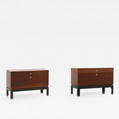  MIM Mobili Italiani Moderni Pair of MiM bedside tables in wood brown and steel from 1960s - 1532132