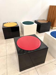  MIM Mobili Italiani Moderni Set of 3 Cube Stools Il Kubile by MIM Roma Italy 1970s - 3530735