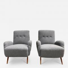  MONC XIII ITALIAN MID CENTURY ARMCHAIRS BOILED WOOL AND LEATHER - 3135008