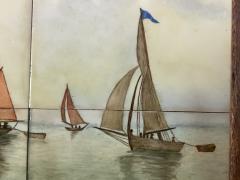 MUELLER MOSAIC COMPANY MID CENTURY CERAMIC TILE PLAQUE OF SAILBOATS SEASCAPE BY M MUELLER - 3165713