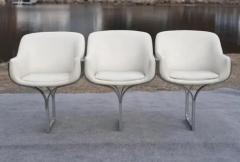  Madison Furniture Rare Madison Furniture Three Seat Chromed Steel White Leather Bench or Sofa - 4107494