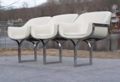  Madison Furniture Rare Madison Furniture Three Seat Chromed Steel White Leather Bench or Sofa - 4107495