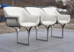  Madison Furniture Rare Madison Furniture Three Seat Chromed Steel White Leather Bench or Sofa - 4107496