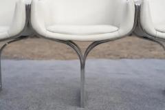  Madison Furniture Rare Madison Furniture Three Seat Chromed Steel White Leather Bench or Sofa - 4107511