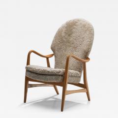  Madsen Schubell Madsen Schubell Highback Chair in Sheepskin Denmark 1950s - 4379175