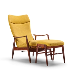  Madsen Schubell Madsen Schubell MS20 Mid Century Danish Teak Reclining Lounge Chair Ottoman - 4740639