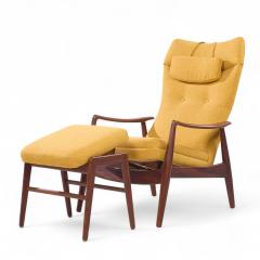  Madsen Schubell Madsen Schubell MS20 Midcentury Danish Teak Reclining Lounge Chair and Ottoman - 4227990