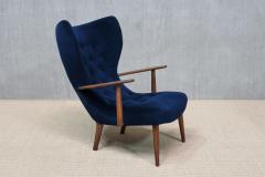  Madsen Schubell Madsen Schubell Pragh Armchair in Navy Pierre Frey Velvet Denmark 1950s - 4492561