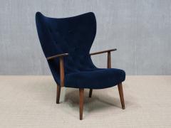 Madsen Schubell Madsen Schubell Pragh Armchair in Navy Pierre Frey Velvet Denmark 1950s - 4492562
