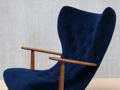  Madsen Schubell Madsen Schubell Pragh Armchair in Navy Pierre Frey Velvet Denmark 1950s - 4492564