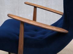  Madsen Schubell Madsen Schubell Pragh Armchair in Navy Pierre Frey Velvet Denmark 1950s - 4492566
